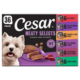 Cesar front packaging showing 36-count variety pack and convenience