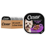 Cesar front packaging showing filet mignon flavor and tray convenience