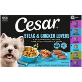 Cesar front packaging showing 36-count trays and variety benefits