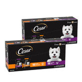 Cesar front packaging showing variety pack and convenience benefits