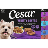 Cesar front packaging showing 36-count trays and variety benefits