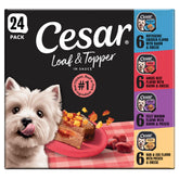 Cesar front packaging showing variety pack and convenient trays