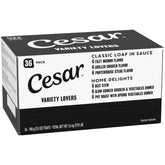 Cesar front packaging showing variety pack and benefits