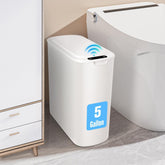 Cesun front view of white trash can showing sleek design and space-saving benefit