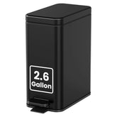 Cesun front view of black trash can showing slim profile and lid, saves space