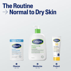 Cetaphil bar on bathroom shelf conveying daily gentle skincare routine