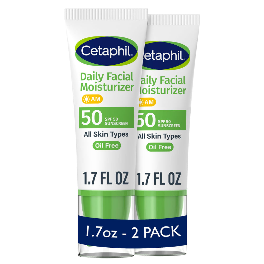 Cetaphil front packaging showing SPF 50 and fragrance-free benefit