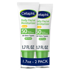 Cetaphil front packaging showing SPF 50 and fragrance-free benefit