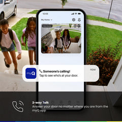 CHAMBERLAIN doorbell mounted on porch illustrating real-world placement benefit