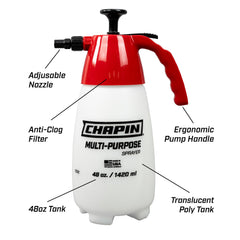 CHAPIN adjustable nozzle close-up showing mist-to-stream versatility benefit