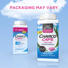 Close-up of Charcocaps capsule revealing smooth texture and quick-swallow benefit
