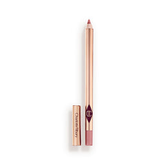 Charlotte Tilbury lip liner front view showing slim pencil and color payoff benefit