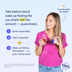 Cheers Restore open bottle with visible capsules, convenient single‑dose recovery support