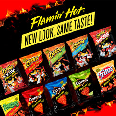 Cheetos Flamin' Hot seasoning detail highlighting bold red spice for intense flavor