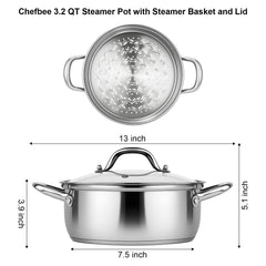 CHEFBEE tempered glass lid vent detail showing steam monitoring benefit