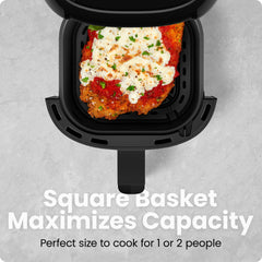 Chefman basket filled with crispy fries demonstrating fast, even browning