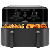 Chefman front view showing dual baskets and compact countertop convenience