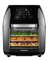 Chefman front view with window showing oven interior and easy monitoring benefits