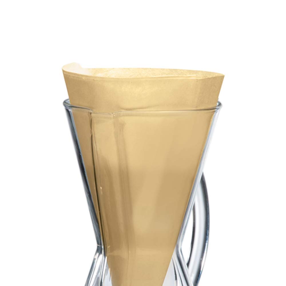 Chemex front packaging showing 100-count filters and clear product labeling for convenience