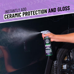 Chemical Guys Hydrospeed being sprayed onto car panel for quick protection