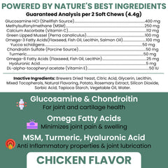 Chew + Heal Labs soft chew close-up highlighting chicken flavor and easy-to-chew texture for seniors