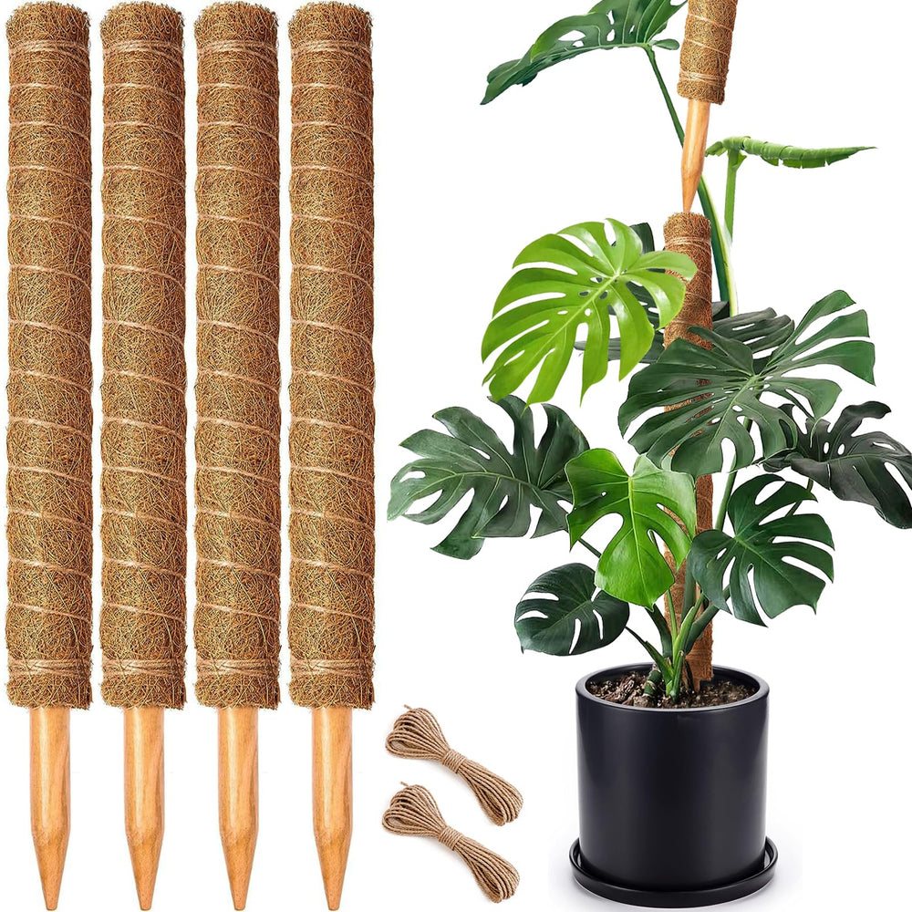 CHIAFFI front view of four 22 inch moss poles showing packaging and contents benefit durability