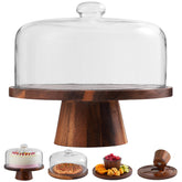 ChilkukUie front view of acacia wood cake stand showcasing elegant presentation benefit