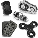 Chilvil front packaging showing the full 7-piece metal fidget set and benefits