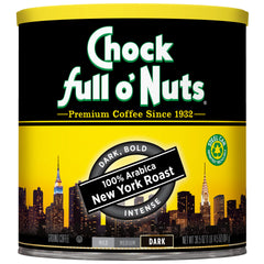 Chock Full o' Nuts front can showing bold New York Roast branding and clear size