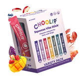 Choolip front packaging 49-count variety shows benefits and flavors