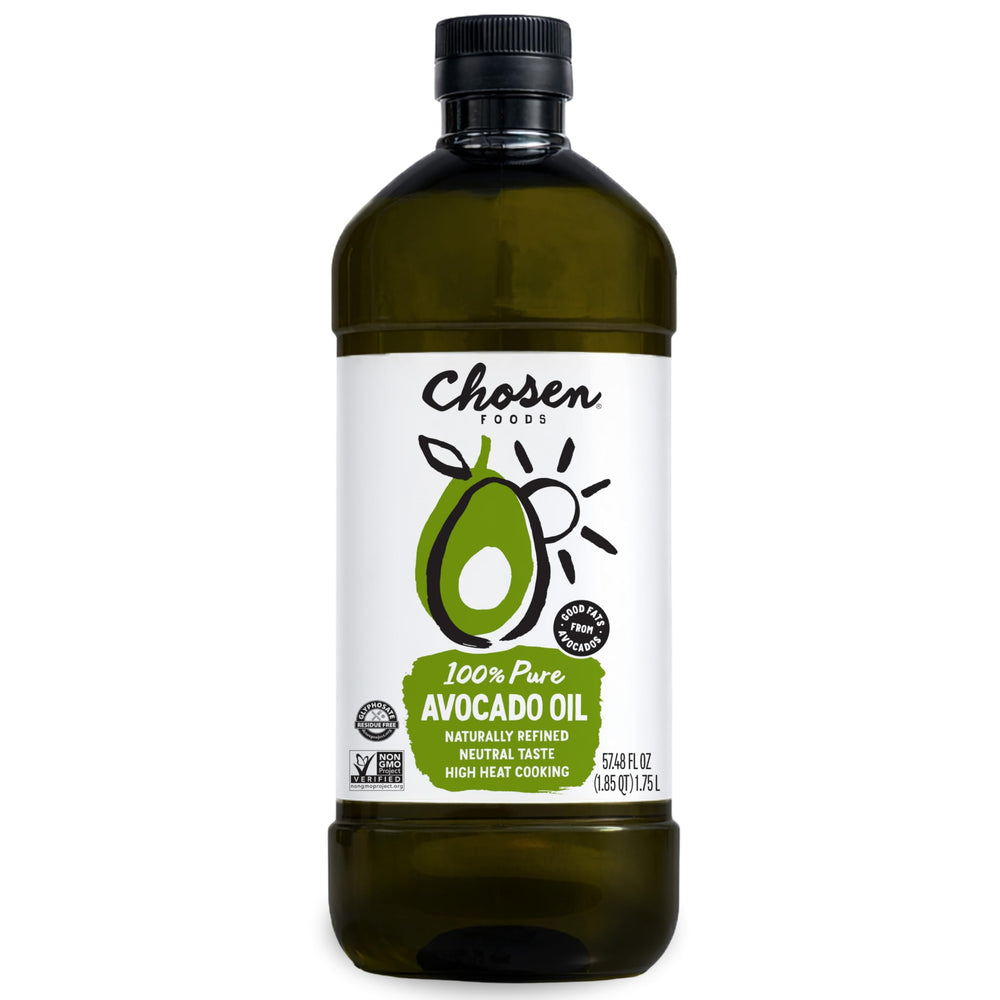 Chosen Foods bottle front view showing size and branding, convenient for pantry stocking