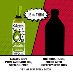 Chosen Foods label detail showing purity claims and clean ingredient information