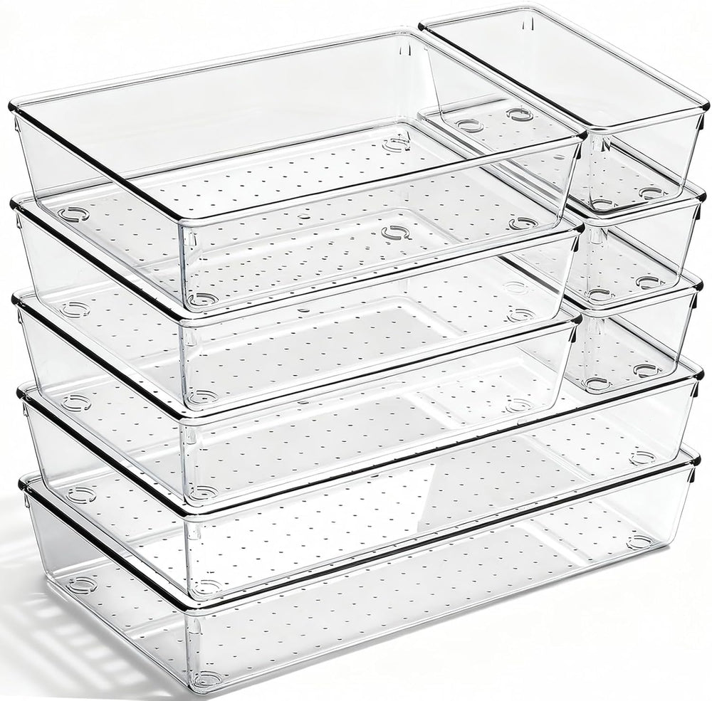 CHOWAY front view of all eight clear trays showing organization benefits