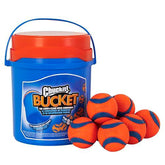 Chuckit! front packaging showing eight medium balls and bucket, ready for play