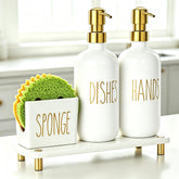 Cisily front view of full set showing neat countertop organization