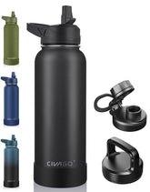 CIVAGO 40 oz front view showing label and sleek profile, durable hydration solution