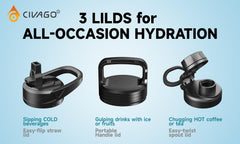 CIVAGO close-up of flip straw lid for quick hands-free sipping
