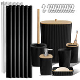 Clara Clark front view of full black bathroom set showcasing coordinated styling and convenience