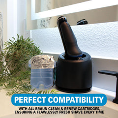 Clark Shaving Co. cleaning result with electric shaver docked and blades renewed