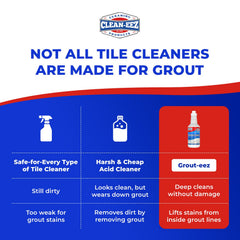 Side-by-side before and after floor grout restoration with Clean-eez
