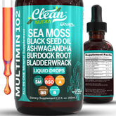 Clean Nutraceuticals front bottle showing Organic Sea Moss Drops offering daily nutrient support