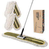 CLEANHOME front view with handle showing full mop and green pad for fast coverage