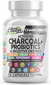 Clean Nutraceuticals CharcoBiotic front packaging showing product details and benefit