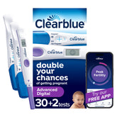 Clearblue front packaging showing kit and benefits for faster timing