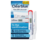 Clearblue front packaging showing kit contents and benefits