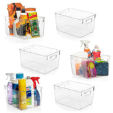 ClearSpace front view showing six clear bins neatly arranged, improving pantry visibility