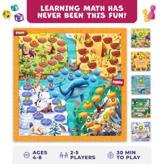 Clever Fox Play Number Hunter components laid out showing dice, tokens, and challenge cards durability