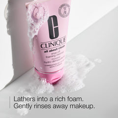 Clinique close-up of mousse texture highlighting gentle lathering action