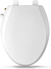 Clirass front view of elongated bidet seat showing clean design and comfort