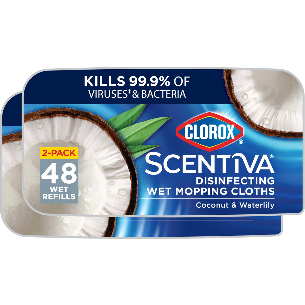 Clorox Scentiva front packaging showing coconut waterlily scent and count for quick identification